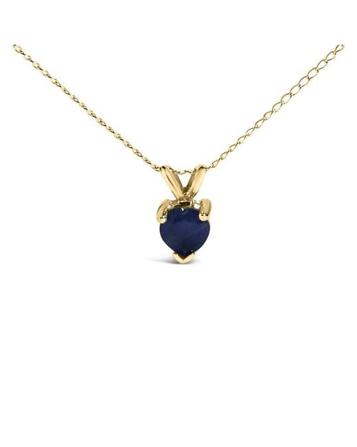 Haus of Brilliance Metallic 14K 5X5 Mm Heart Shaped Sapphire Solitaire Pendant Necklace