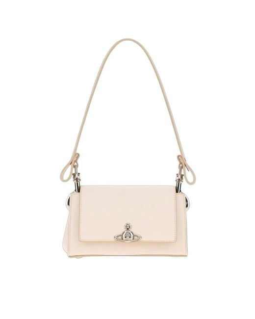 Vivienne Westwood Pink Ivory Synthetic Leather Small Hazel Shoulder Bag Borse A Mano