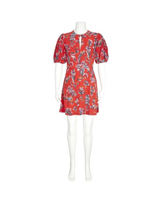 Markus Lupfer Red Floral Print Mini Dress