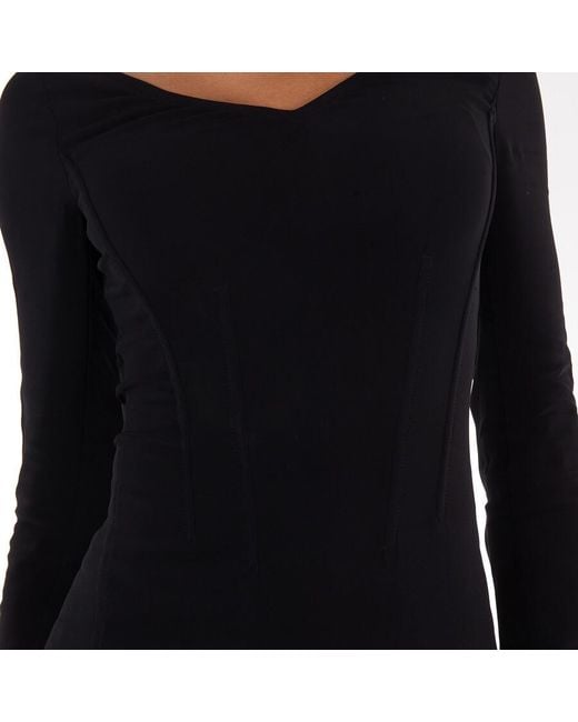 Burberry Black Long-Sleeve Stretch Viscose Cady Dress, Brand Size 8 Us