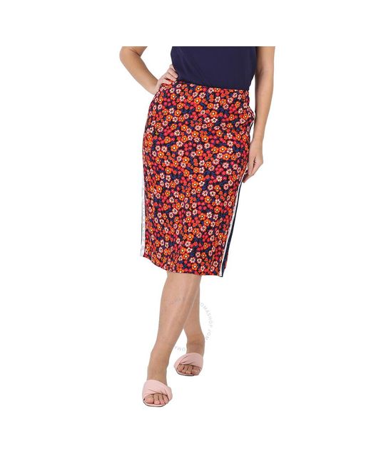 Marni Red Floral-print Straight Skirt