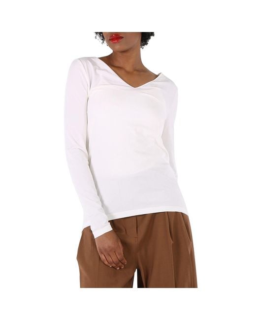 Wolford White Viscose V-neck Pullover