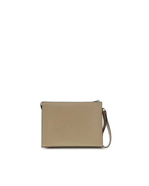Fendi Natural Leather And Ff Canvas Clutch for men