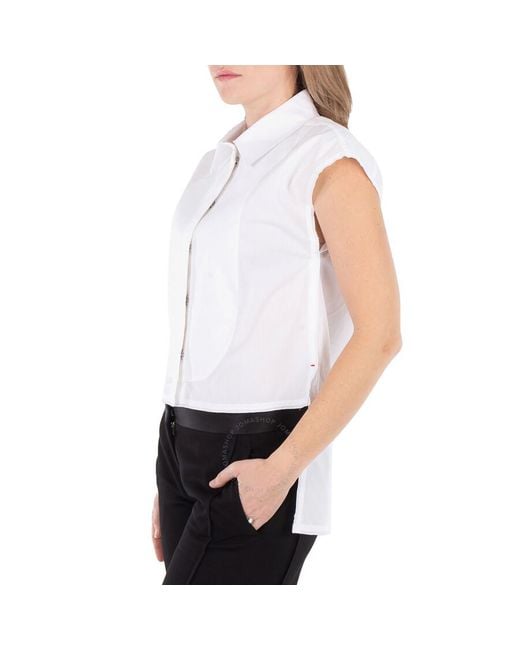 Victoria Beckham White Panel-Detail Sleeveless Shirt
