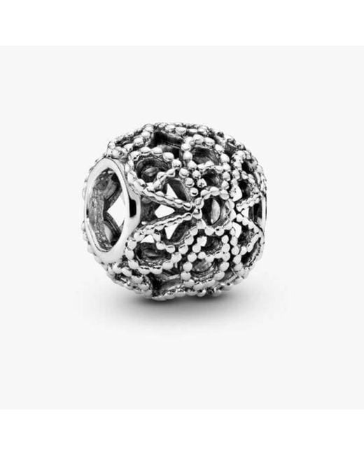 Pandora White Openwork Roses Charm