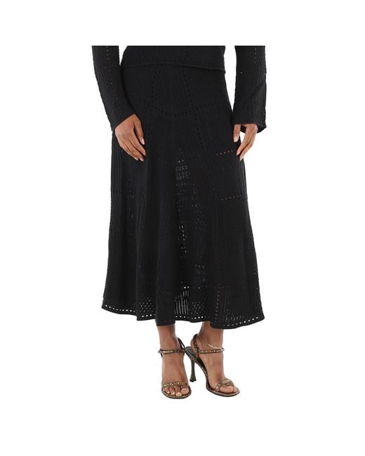 Chloé Black Ladies Full Kniited Midi Skirt