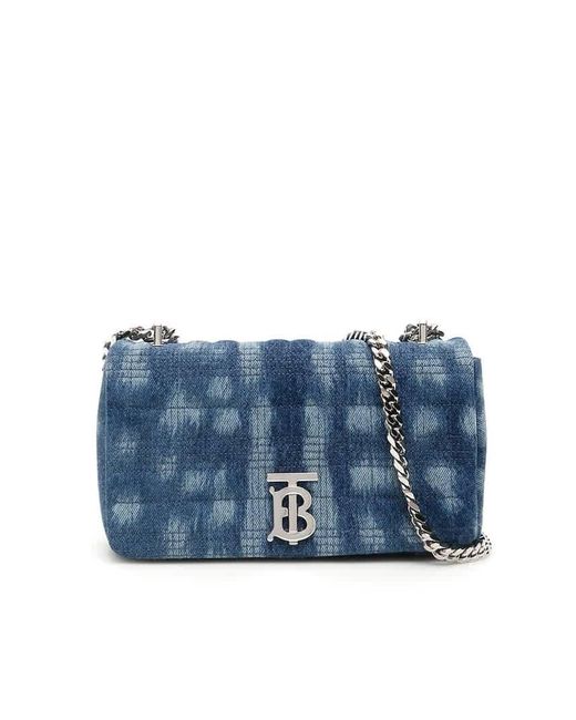 Burberry Blue Small Quilted Denim Lola Bag
