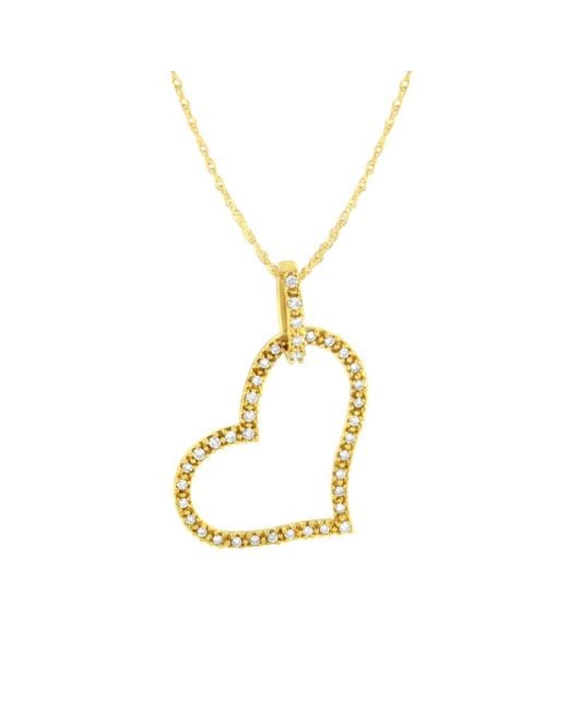 Haus of Brilliance Metallic 10k Yellow Gold 1/4 Cttw Prong Set Round-cut Diamond Open Heart 18'' Pendant Necklace