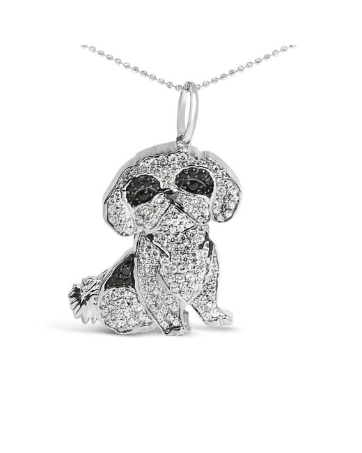 Haus of Brilliance White 925 Sterling 1 1/4 Cttw Diamond Shih Tzu Dog Pendant Necklace