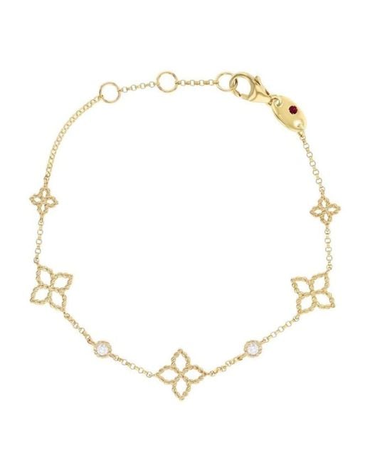 Roberto Coin Metallic Principessa Diamond & Flower Station Bracelet