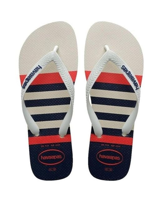 Havaianas White Top Nautical Flip Flops, Brand Size 45/46 (M