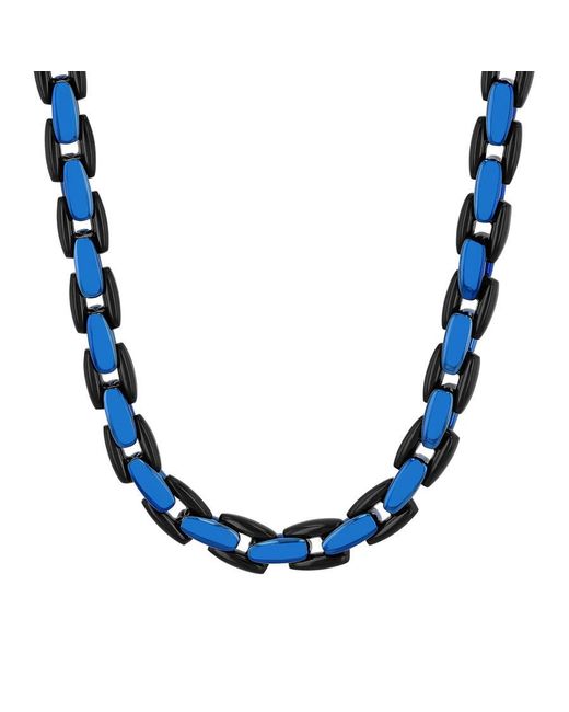 Robert Alton Blue Stainless Steel With & Finish Curb Link Chain for men