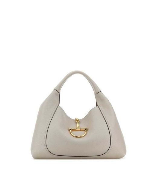 Gucci Gray Light Leather Large Softbit Shoulder Bag Sphinx Calf Skin Borse A Mano