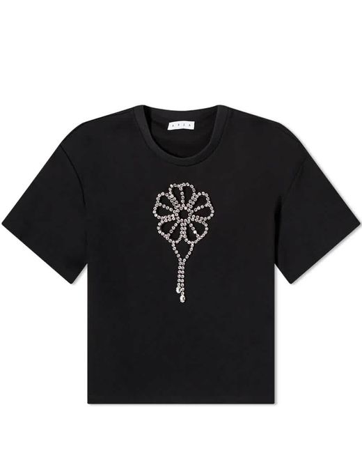 Area Black Crystal Flower Relaxed T-shirt