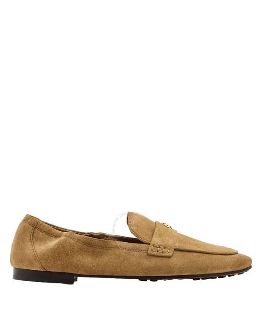 Tory Burch Natural Suede Double T Ballet Loafer