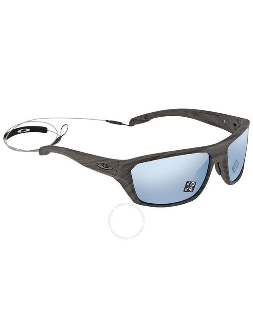 Oakley Blue Split Shot Woodgrain Prizm Polarized Rectangular Sunglasses Oo9416 941616 64 for men