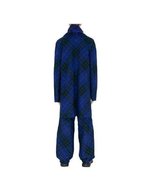 Burberry Blue Mid Length Check Car Coat, Brand Size 52 Us for men
