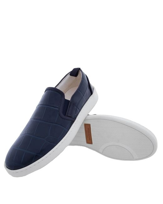 Ferragamo Blue Ferragamo Fedra Croc-Embossed Slip-On Sneakers, Size 7