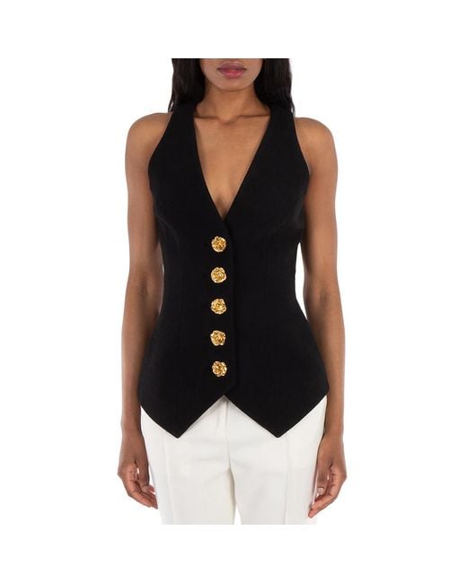 Balmain Black Buttoned Double Crepe Vest