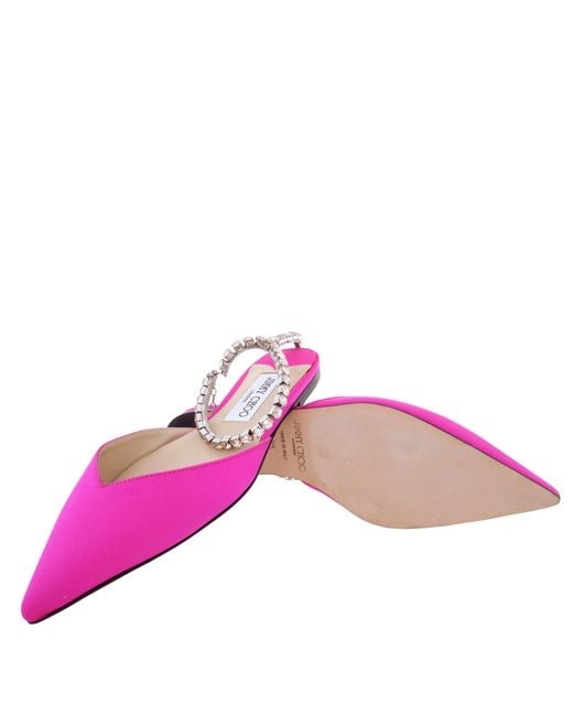 Jimmy Choo Pink Saeda Crystal Embellished Satin Flats, Brand Size 40 Us
