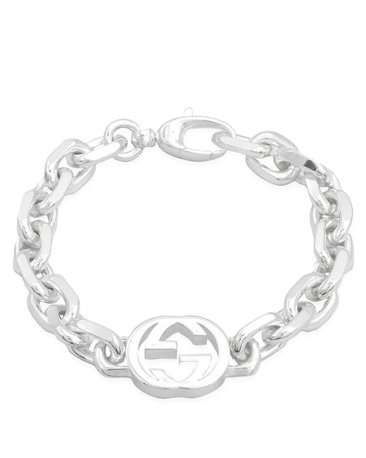 Gucci Metallic Interlocking G Motif Sterling Bracelet Size 19 for men