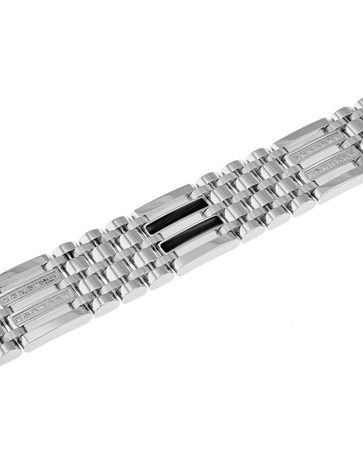 Robert Alton Metallic 25Ctw Diamond Stainless Steel Link Bracelet for men