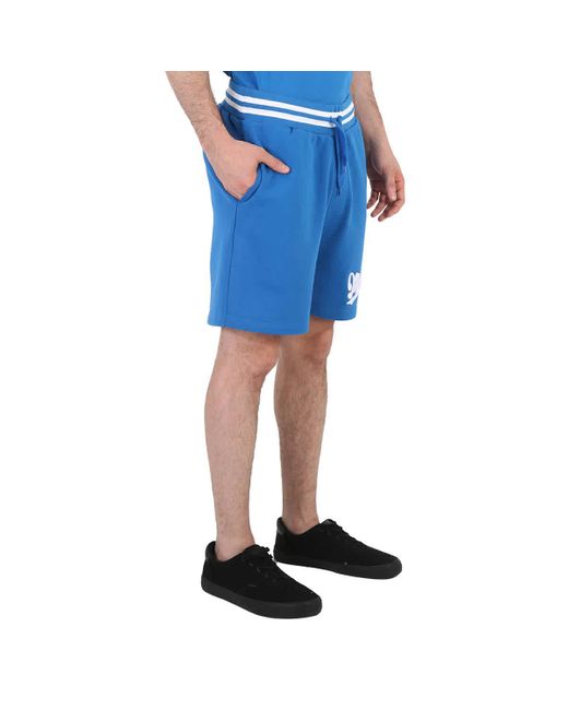 Moschino Blue Logo Varsity Fleece Shorts for men