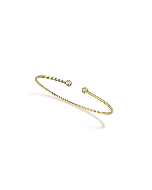 Haus of Brilliance Metallic 10K Plated Sterling Lab Grown Diamond Accent Bezel Cuff Bangle Bracelet