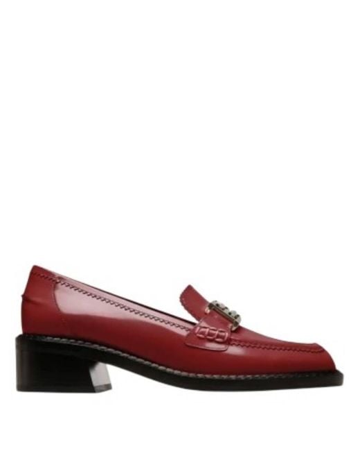 Bally Red Ellyane 35 Leather Loafers, Brand Size 36 Us