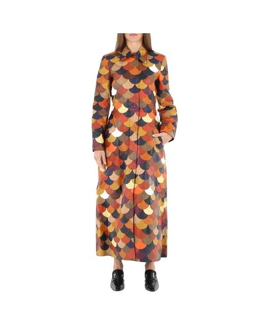 Chloé Orange Ladies Multicolored Patchwork Leather Coat, Brand Size 38 (Us