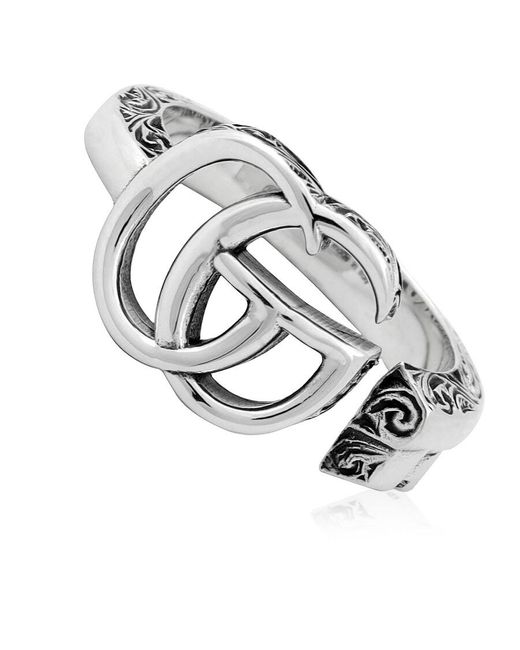 Gucci Metallic Aged Double G Marmont Ring