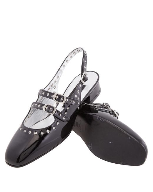 CAREL PARIS Black Ladies Patent Queen Slingback Mary Janes, Brand Size 36 (Us