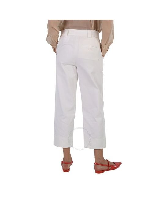 Moncler Multicolor Natural Cotton Gabardine Cropped Trousers