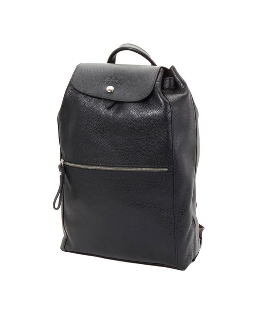 Longchamp Black Veau Foulonne Backpack