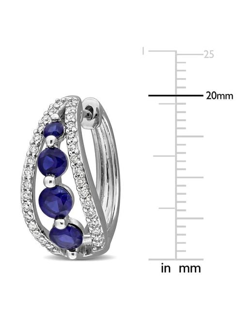 Created Forever Blue 1/2 Ct Lab Grown Diamond Tw And 1 3/4 Ct Tgw Created Sapphire Hoop Earrings 14K