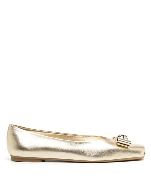 Ferragamo Metallic Pina Leather Ballet Flat