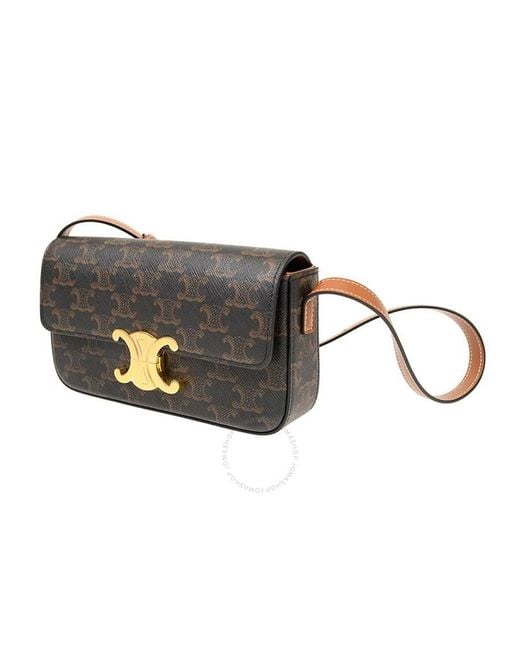 Céline Gray Triomphe Canvas And Calfskin Claude Shoulder Bag