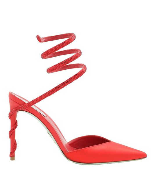 Rene Caovilla Red Rene Caovilla Margot 105 Satin Pumps