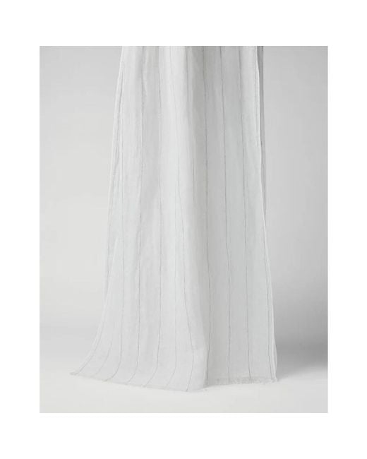 Brunello Cucinelli White Scarf Mscdagl28_Cp222 Nwt, One Size
