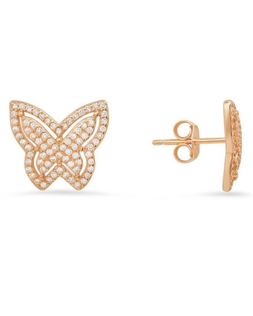 Kylie Harper Metallic 14K Rose Over Pave Butterfly Cubic Zirconia Cz Stud Earrings