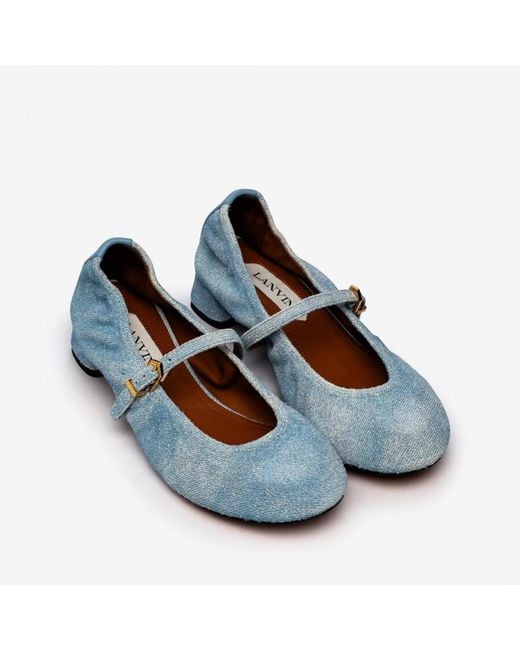 Lanvin Blue Mary Jane Ballet Flats