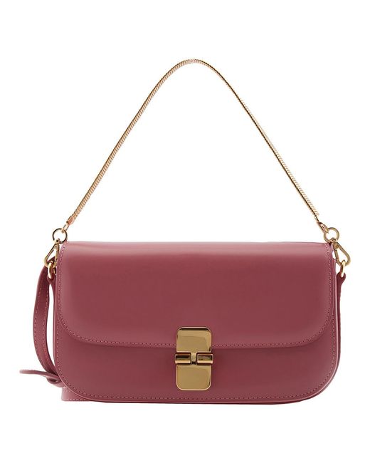 A.P.C. Purple Grace Leather Chain Clutch Bag