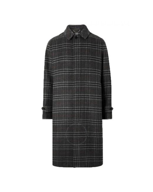Burberry Black Checked Wool And Cashmere-blend Coat for men