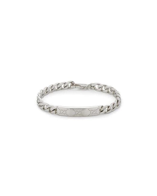Gucci White Signature Sterling Bracelet With Gg Tag