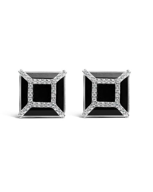Haus of Brilliance Black 14K 3/8Ct Diamond With 11X11Mm Onyx Stud Earrings (G-H Color, Si1-Si2 Clarity)