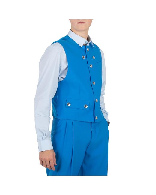 Burberry Blue Vivid Wool Waistcoat, Brand Size 56 (Us for men
