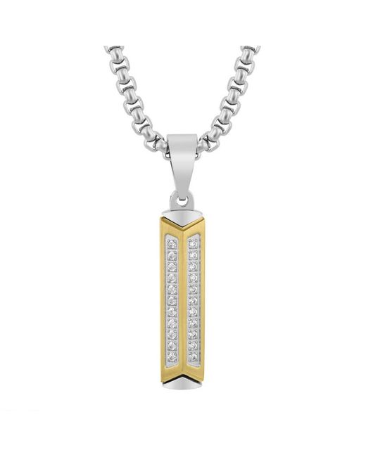 Robert Alton Metallic 1/5Ctw Diamond Stainless Steel With Finish Stick Pendant for men