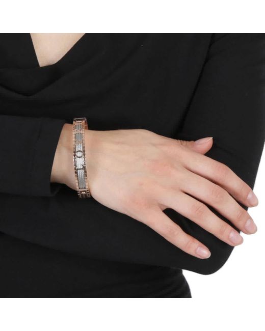 Charriol Black Forever Loved Stainless Steel Rose Gold Pvd Cable Bangle