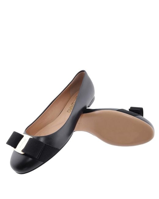 Ferragamo Black Ferragamo Varina Patent Ballet Flats