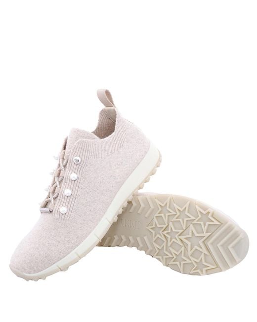 Jimmy Choo Pink Veles Cashmere Knit Trainers, Brand Size 35 Us Size 5